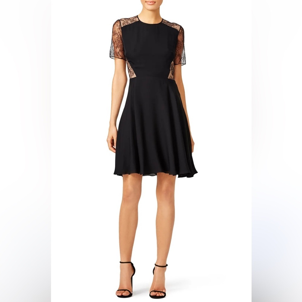Jason Wu Lace Inset Silk Georgette Dress Black Size 10 Seen on TV Mistresses
